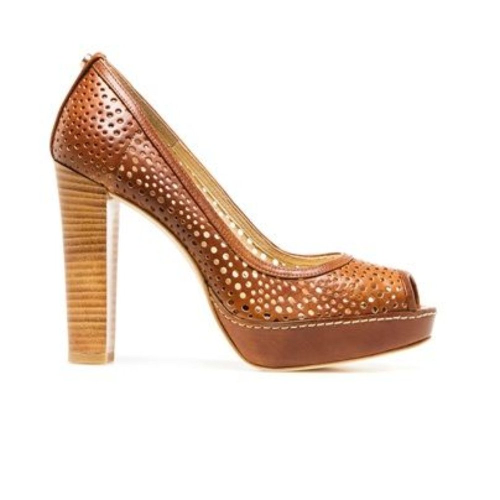 Stuart Weitzman Perforated Peep Toe Pump